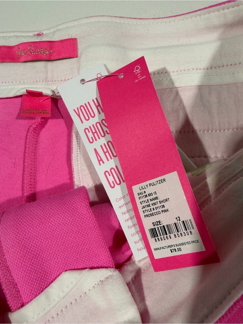 NWT Lilly Pulitzer Jayne Knit Shorts, Size 12, Prosecco Pink, 7” Inseam - Picture 2 of 3